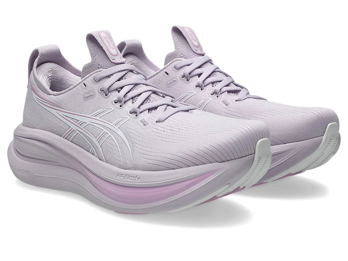 lavender pair of running shoes