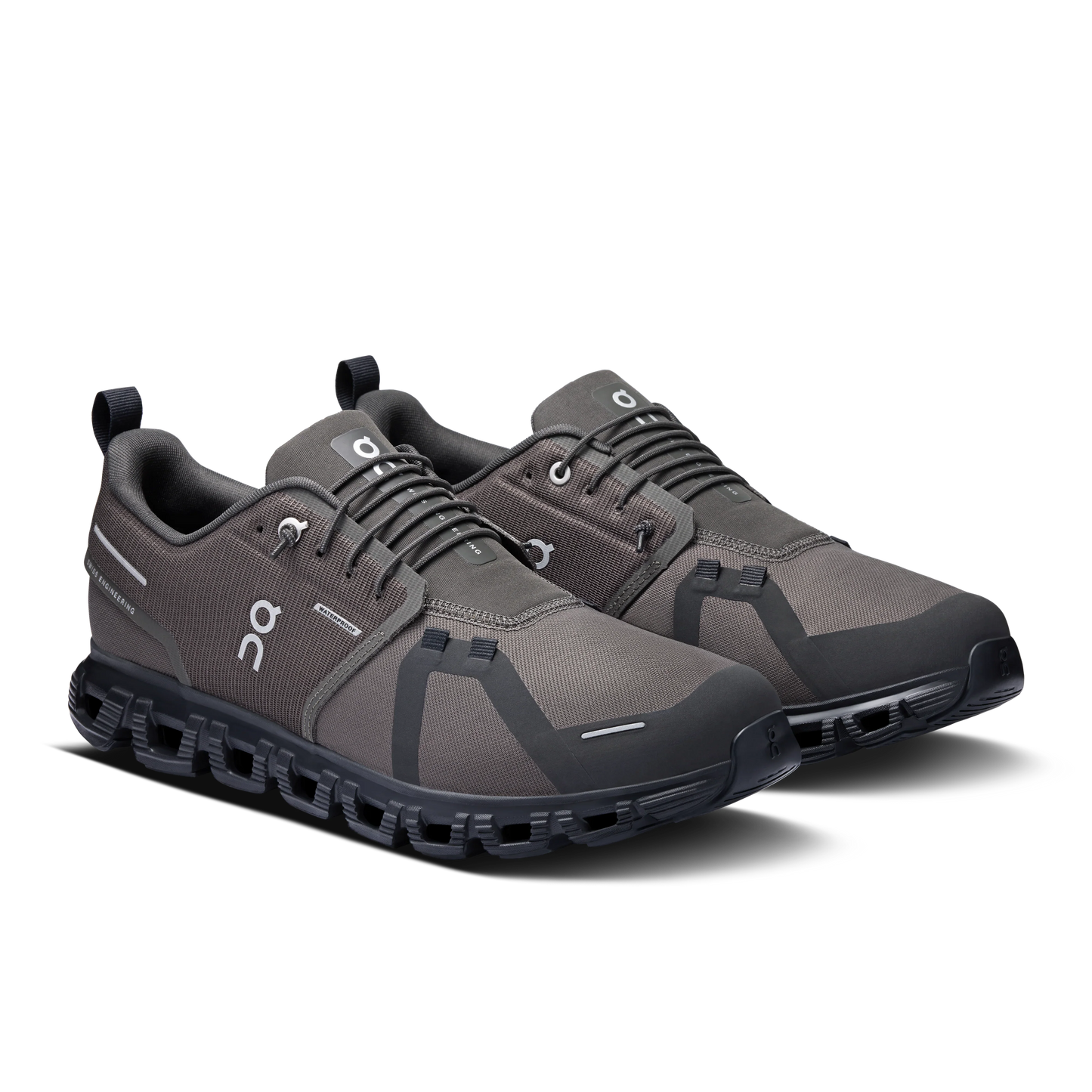 On Men's Cloud 6 Waterproof Shoes diagonal angle dark green upper with black sole
