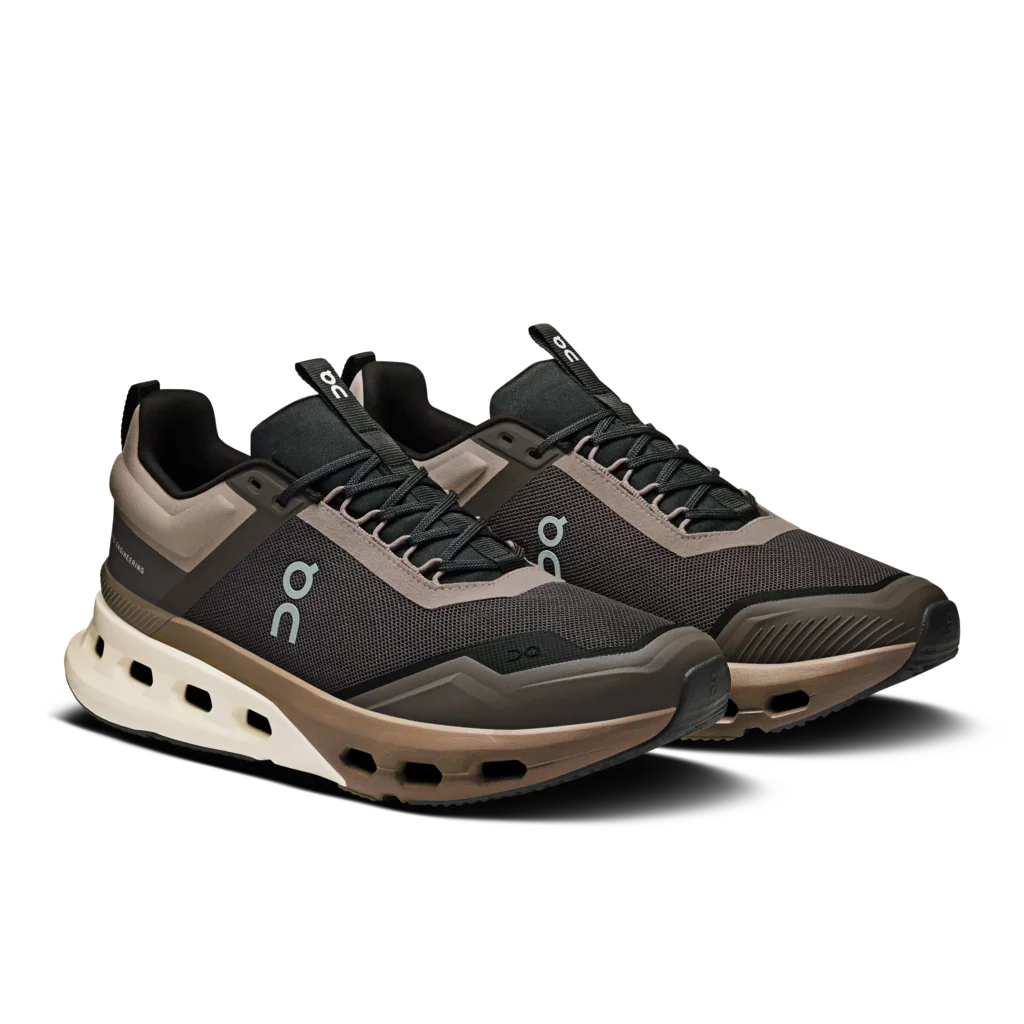 On Men's Cloudnova X Cross-Training Shoes diagonal angle of brown upper and 1/2 white sole 1/2 brown sole