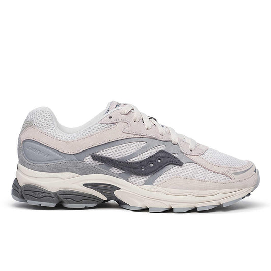 Lifestyle shoe with white and ray upper with white sole on white background