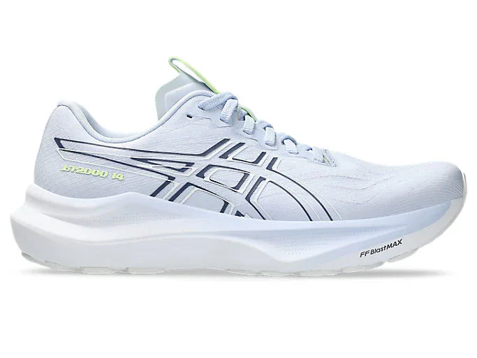 Lateral side view of Women's light blue Asics GT-2000 14