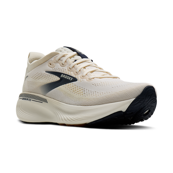 white shoe with navy blue logo on transparent background