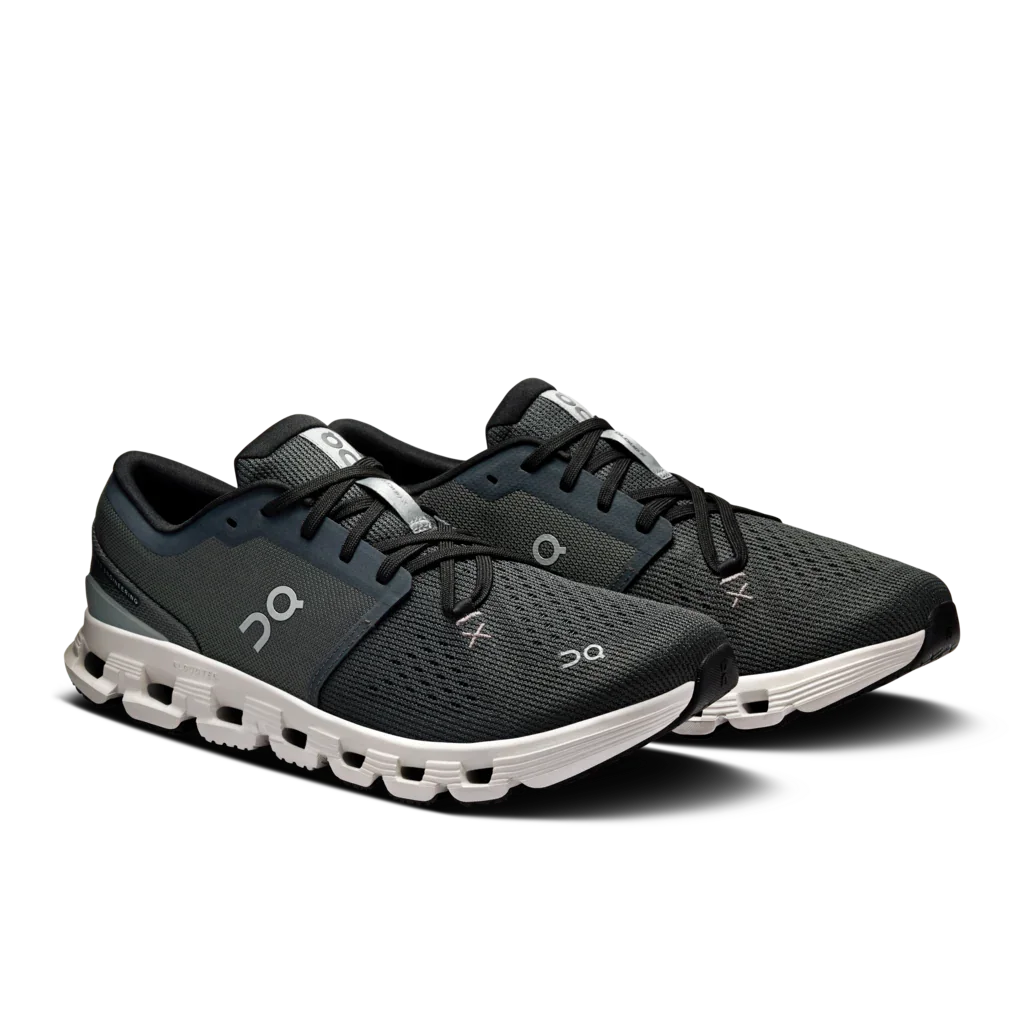 On Men's Cloud X 4 black upper with dark gray upper and light gray sole